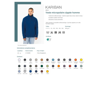 K911  Veste micropolaire zippée homme