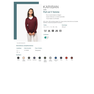 K966  Pull col V femme