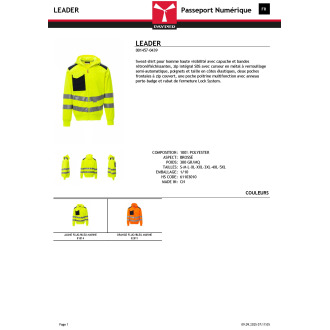 LEADER  Veste sweat capuche réfléchissant