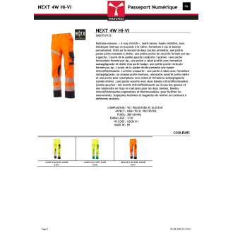 NEXT 4W HI VI  Pantalon réfléchissant