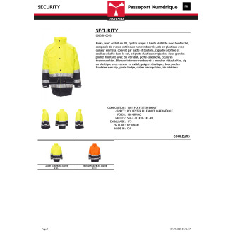 SECURITY  Parka 4 en 1 réfléchissant