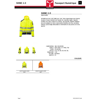 SHINE 20  Veste softshell réfléchissant