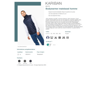 TTIB6172  Bodywarmer matelassé homme