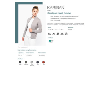 TTK962  Cardigan zippé femme
