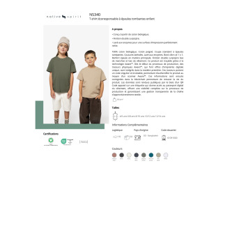 TTNS340  Tshirt écoresponsable à épaules tombantes enfant