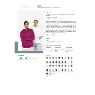 TTNS401  Sweatshirt écoresponsable à capuche unisexe