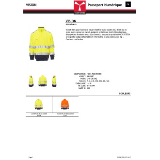VISION  Polaire demi zip réfléchissant