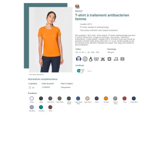 WK307  Tshirt à traitement antibactérien femme